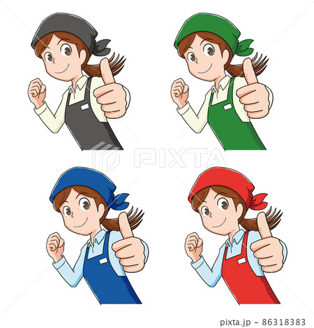 親指を立ててイイねのサインをする女性スタッフ 86318383