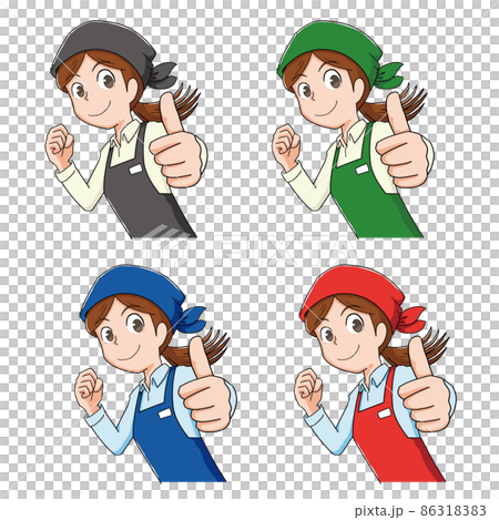 親指を立ててイイねのサインをする女性スタッフ 86318383