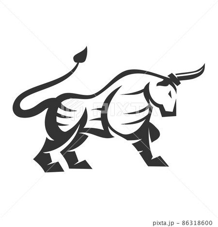 Bull standing attack Icon Illustration Brand Identity 86318600