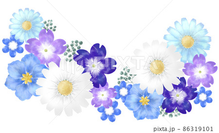 春夏のかわいい青い花の背景素材のイラスト素材