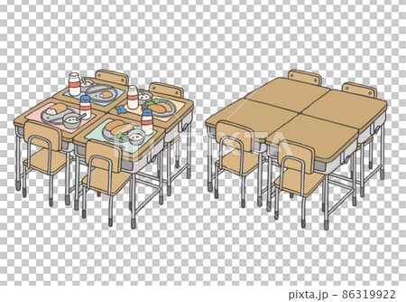 学校での机の島のイラスト グループ・班(カラー) 学校での机の島のイラスト グループ・班(カラー) 86319922