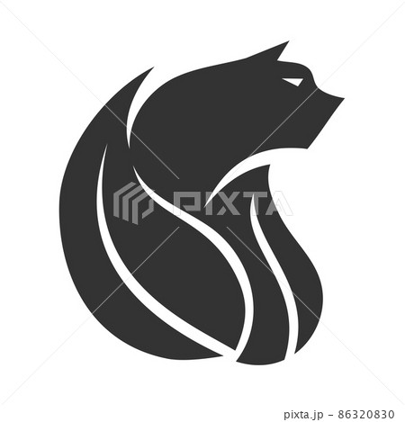 cat with a eco nature leaf Icon Illustration Brand Identity 86320830