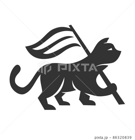 Cat Holding a Flag Icon Illustration Brand Identity Cat Holding a Flag Icon Illustration Brand Identity 86320839