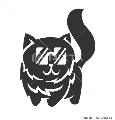 Cat standing with glasses Icon Illustration Brand Identity 86320843