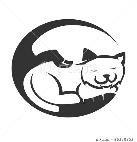 Cat Sleep on Hand Icon Illustration Brand Identity Cat Sleep on Hand Icon Illustration Brand Identity 86320852