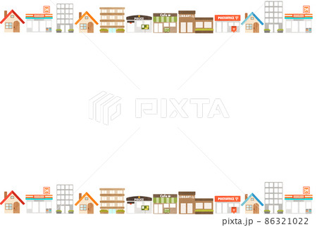 街並み フレーム イラスト素材 背景 86321022