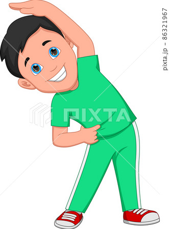 cartoon boy exercising on white background 86321967