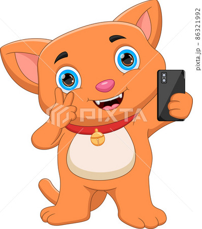 cartoon cute cat taking a selfie cartoon cute cat taking a selfie 86321992