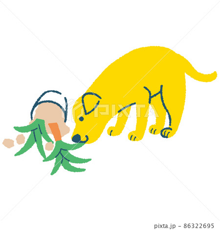 犬と倒れた観葉植物 犬と倒れた観葉植物 86322695