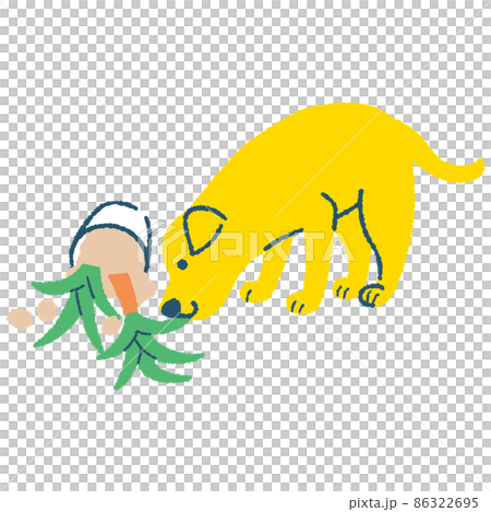 犬と倒れた観葉植物 犬と倒れた観葉植物 86322695