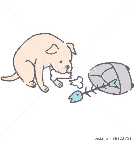 生ごみと骨を食べる犬 86322751