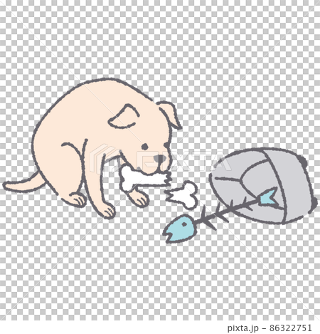 生ごみと骨を食べる犬 86322751