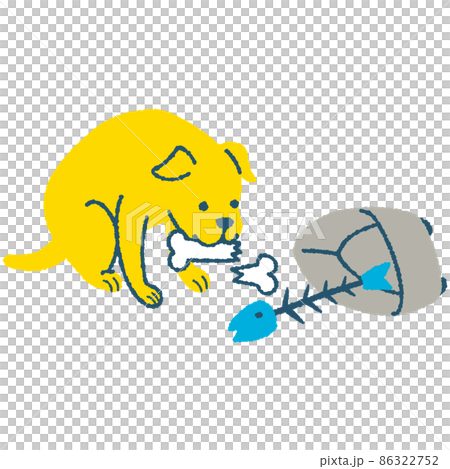 Dog eating garbage and bones 86322752