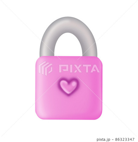 Pink lock with heart. Design for Valentines Day  86323347