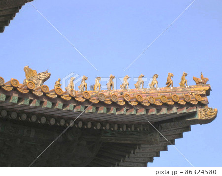 中国 世界遺産 紫禁城(故宮) 屋根の装飾の写真素材 [86324580] - PIXTA