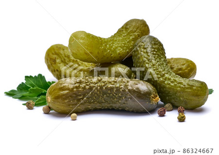 Tasty Whole green cornichon isolated on a white background 86324667