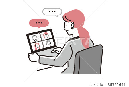 人物 WEB会議をするビジネスパーソン女性 86325641