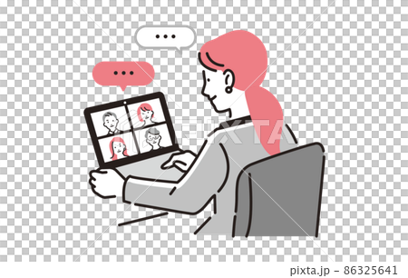 人物 WEB会議をするビジネスパーソン女性 86325641