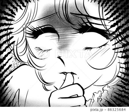70年代少女漫画悪巧みしてほくそ笑む主人公のライバル少女役イラスト 86325684