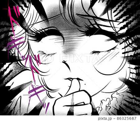 70年代少女漫画悪巧みしてほくそ笑む主人公のライバル少女役イラスト 86325687