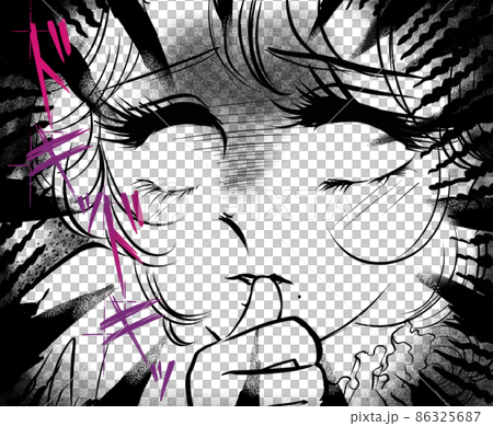 70年代少女漫画悪巧みしてほくそ笑む主人公のライバル少女役イラスト 86325687