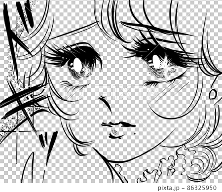 70's shojo manga Beautiful girl black and white illustration staring with a hot gaze 70's shojo manga Beautiful girl black and white illustration staring with a hot gaze 86325950
