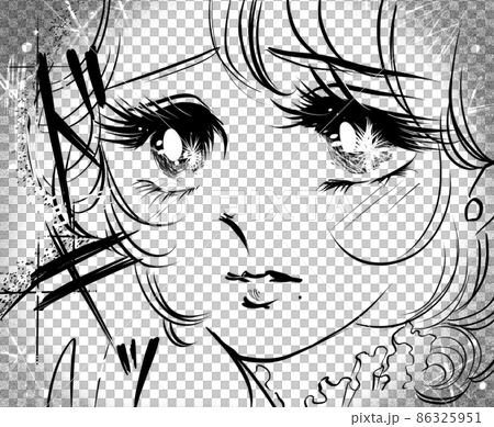 70 年代少女漫畫 以炙熱的目光凝視的美少女黑白插圖 70 年代少女漫畫 以炙熱的目光凝視的美少女黑白插圖 86325951