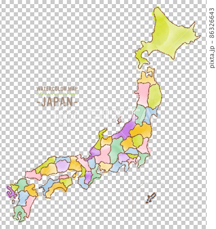 Hand-painted map of Japan - Stock Illustration [86326643] - PIXTA