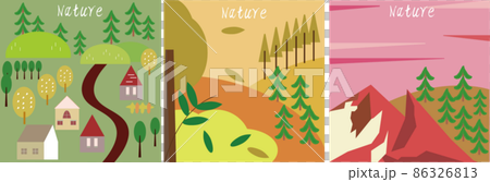 3 kinds of landscape illustration set Countryside Nature Nature 86326813