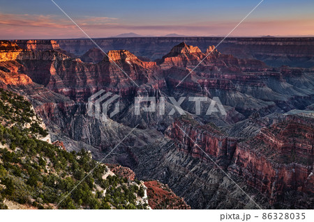 Bright Angel Point on Grand Canyon at sunset 86328035