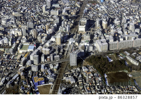 東武東上線の志木駅付近を空撮 東武東上線の志木駅付近を空撮 86328857