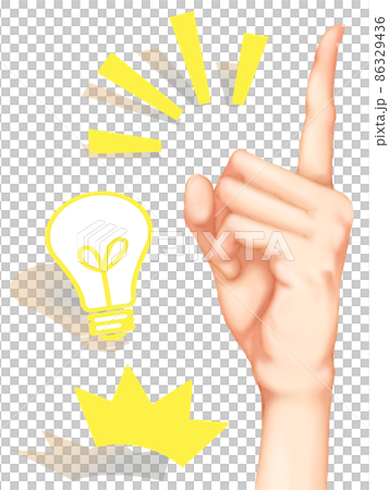 左手（指向）抬起食指和簡單的靈感標記 86329436