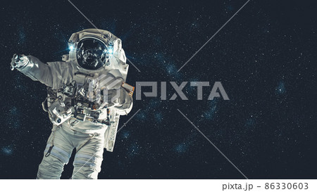 Astronaut spaceman do spacewalk while working for spaceflight mission 86330603