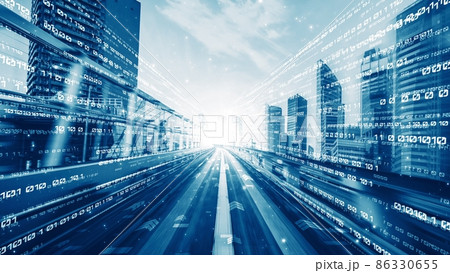 Digital data flow on road in concept of cyber global communication and coding Digital data flow on road in concept of cyber global communication and coding 86330655