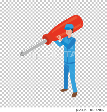 Male worker with a Phillips screwdriver Male worker with a Phillips screwdriver 86332007