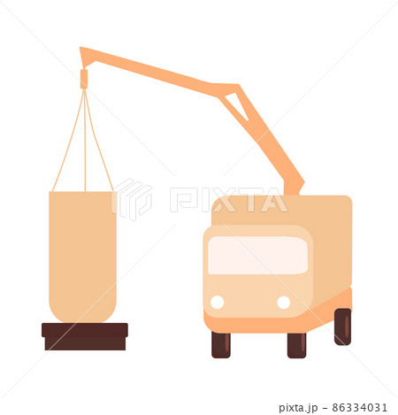 Garbage truck removes garbage. Vector stock illustration. Isolated on a white background. Garbage truck removes garbage. Vector stock illustration. Isolated on a white background. 86334031