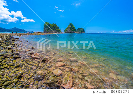 【静岡県】　西伊豆　トンボロ現象　堂ヶ島　三四郎島 86335275