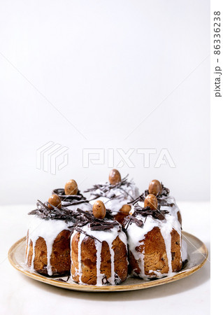 Homemade traditionla ortodox Easter cake traditional kulich 86336238