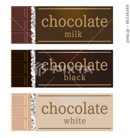 開封した板チョコレート 3種類 開封した板チョコレート 3種類 86336369