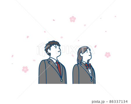 入学　生徒　卒業　学生　中高生　高校生　中学生　男女　桜　新学期 86337134