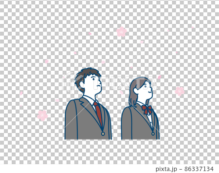 入学　生徒　卒業　学生　中高生　高校生　中学生　男女　桜　新学期 86337134