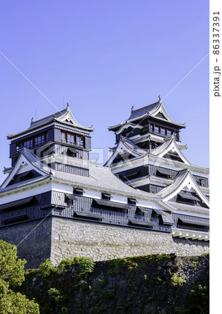 順調に復旧工事が進む熊本城  美しい姿に復活した天守閣（2021年10月3日撮影） 86337391
