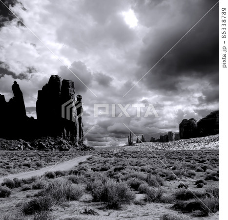 Monochrome Cloudy Skies Monument Valley 86338789