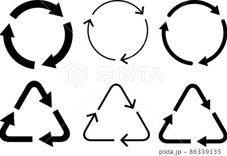 矢印(循環)サイクル アイコン セット リサイクル エコ 黒 矢印(循環)サイクル アイコン セット リサイクル エコ 黒 86339135