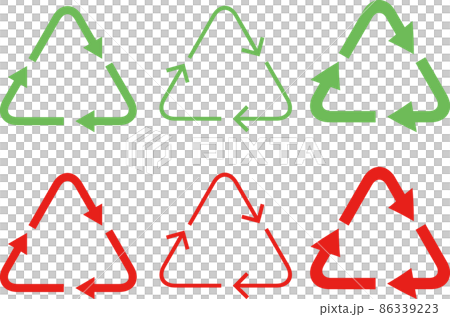Recycle symbol icon triangle green red set Recycle symbol icon triangle green red set 86339223