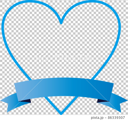 Heart Ribbon Frame Blue White Day - Stock Illustration [86339307] - PIXTA