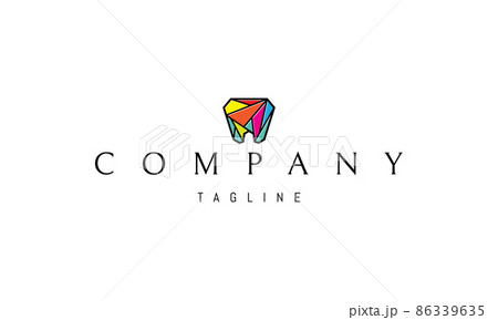 Vector color logo on which an abstract image of a tooth in a polygonal style. 86339635