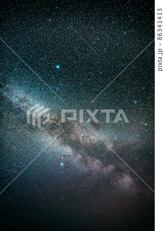 Real Night Sky Stars With Milky Way Galaxy. Natural Starry Sky Colorful Background.Real Night Sky Stars With Milky Way Galaxy. Natural Starry Sky Colorful Background 86341413