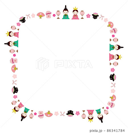 ひなまつり ライン 角丸正方形 フレーム 86341784