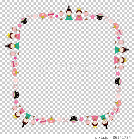 ひなまつり ライン 角丸正方形 フレーム 86341784